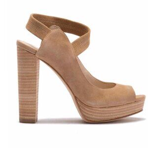 Pella Moda Tan Suede Heels - Size 6.5